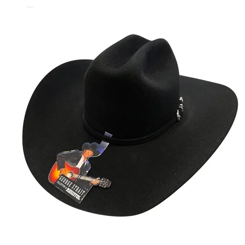 Resistol Men's Ox Bow 6X Black Felt Hat Cattleman Crown One Size 7 1/4 NWT